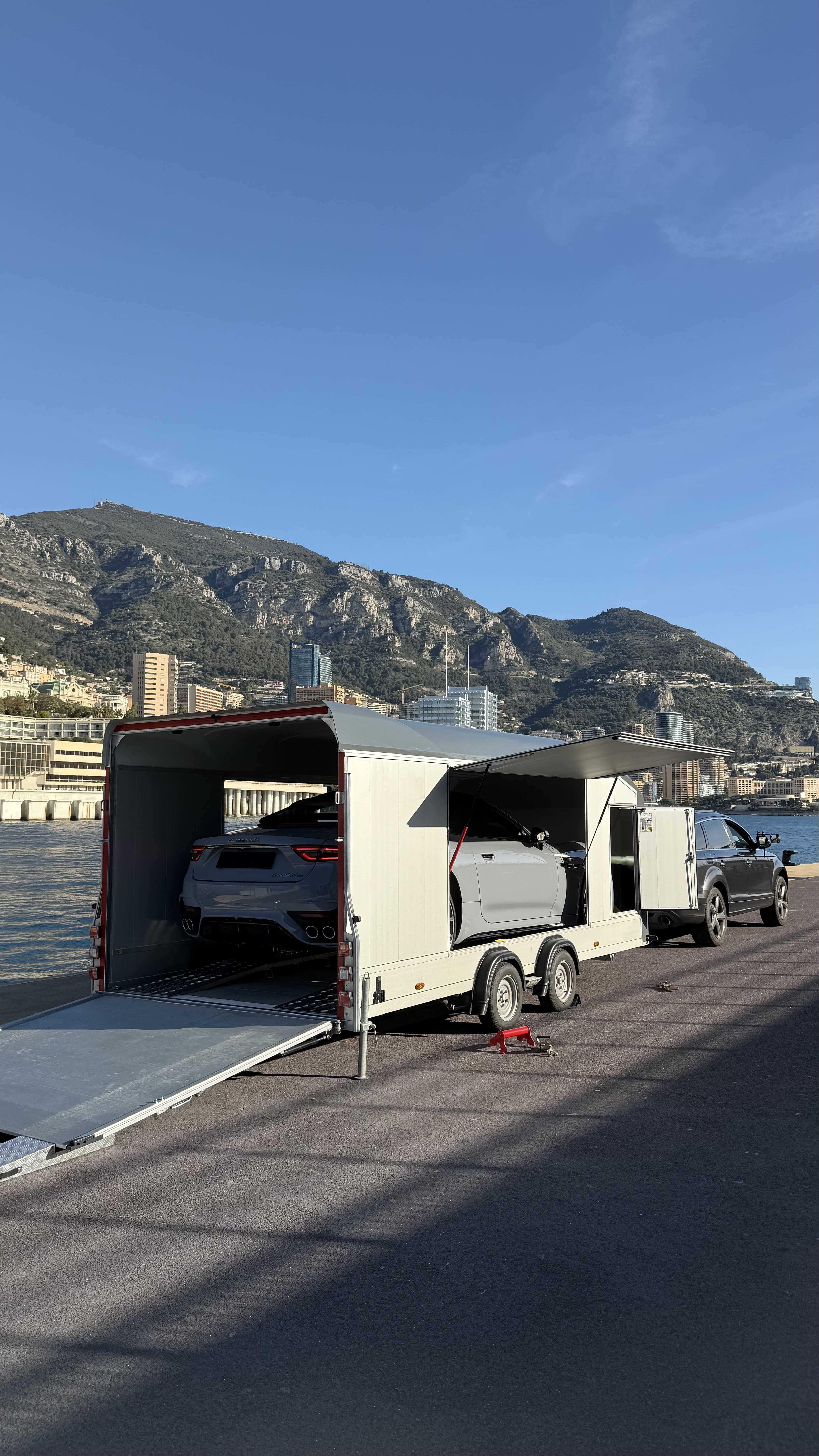 Transport Maserati remorque fermée Monaco Bordeaux